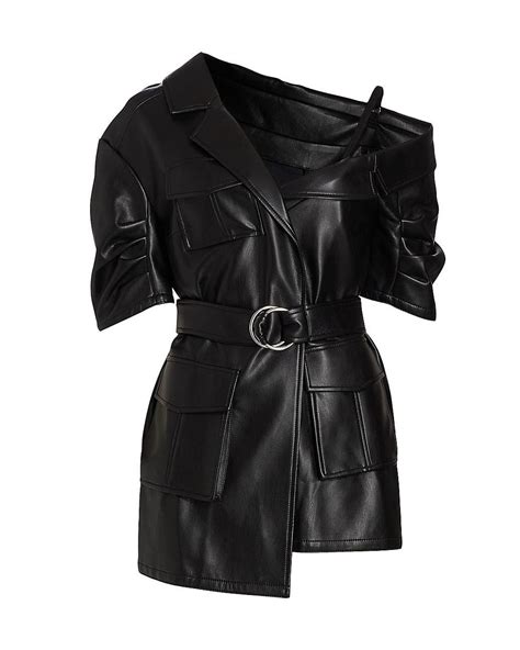 Katie Belted Faux Leather Minidress